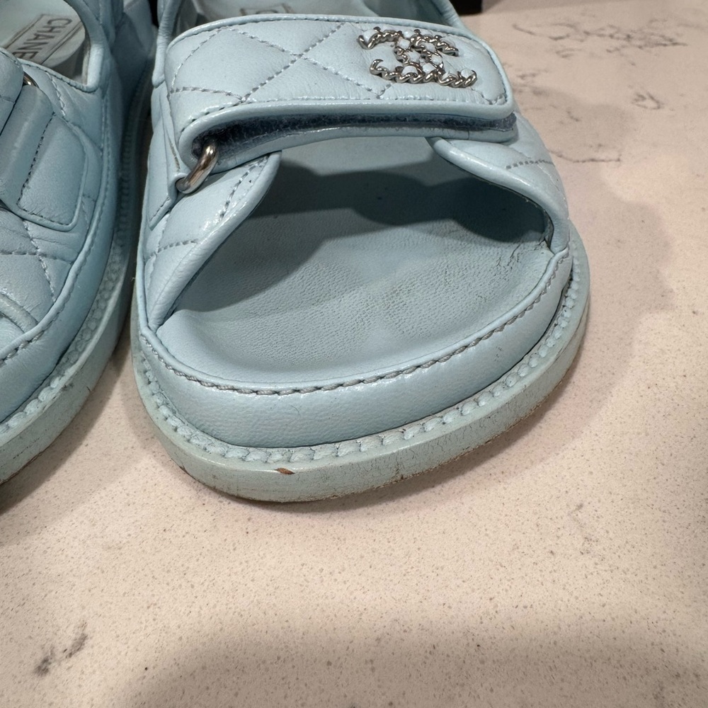 Chanel Blue Quilted Sandals 37 - Picture 8 of 12